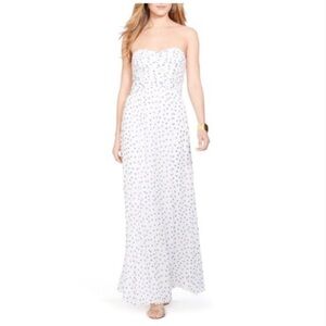 NWT Lauren Ralph Lauren ivory and blue polka dot evening gown sz. 10